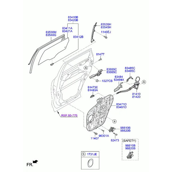регулятор стекла и стекло задней двери