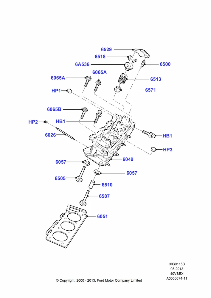 15B - Cylinder Head, 4.0L V6 12V SOHC EFI; 13/NOV/2000-16/DEC/2010
