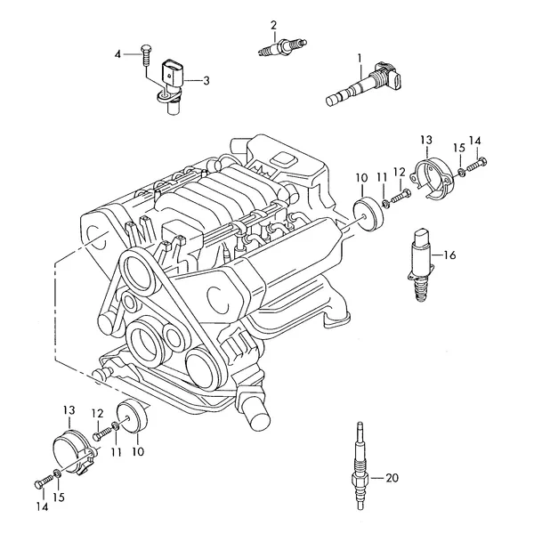 Катушка зажигания Свеча зажигания Датчик импульсов Свеча накаливания