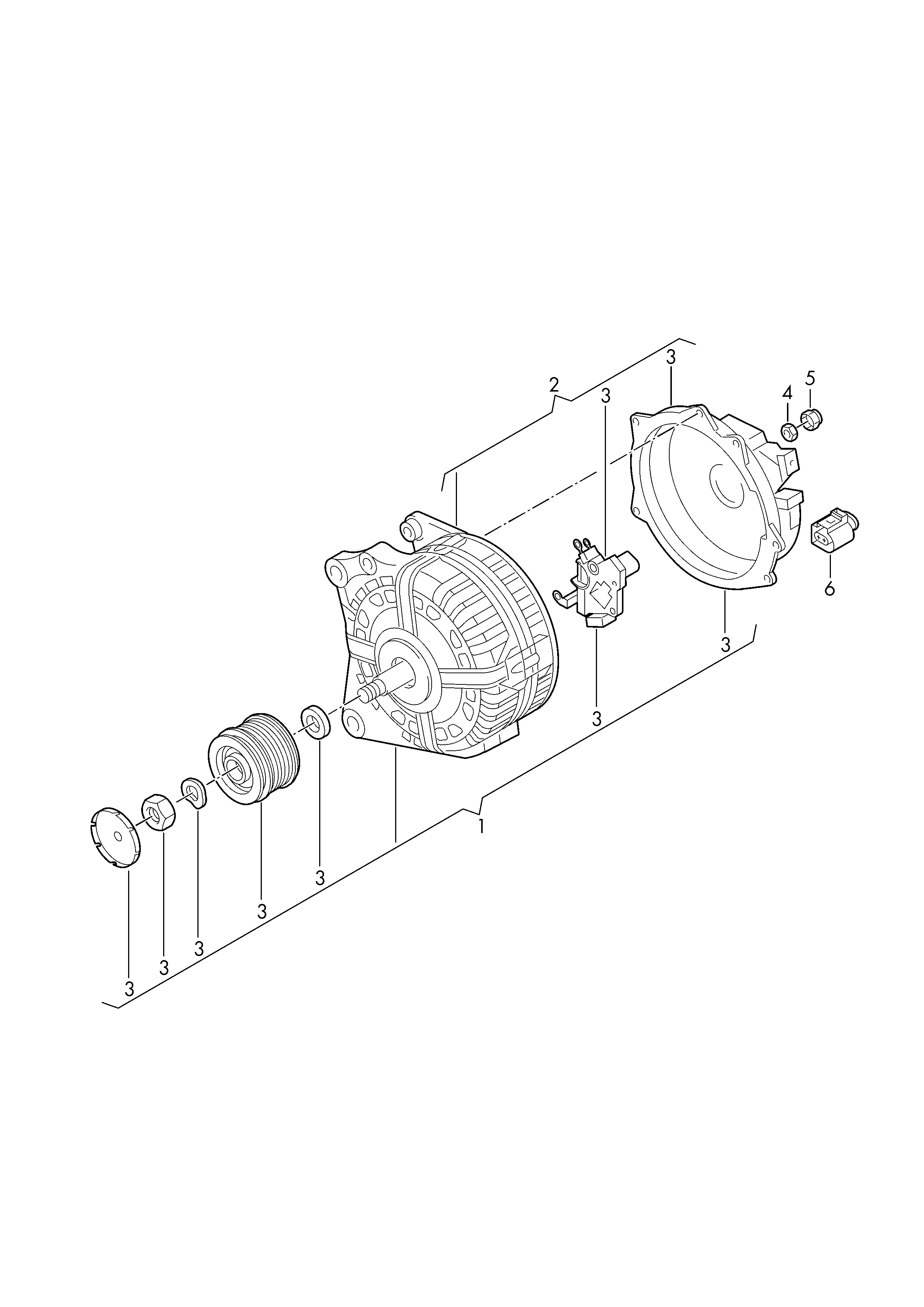 Генератор и детали не в сборе