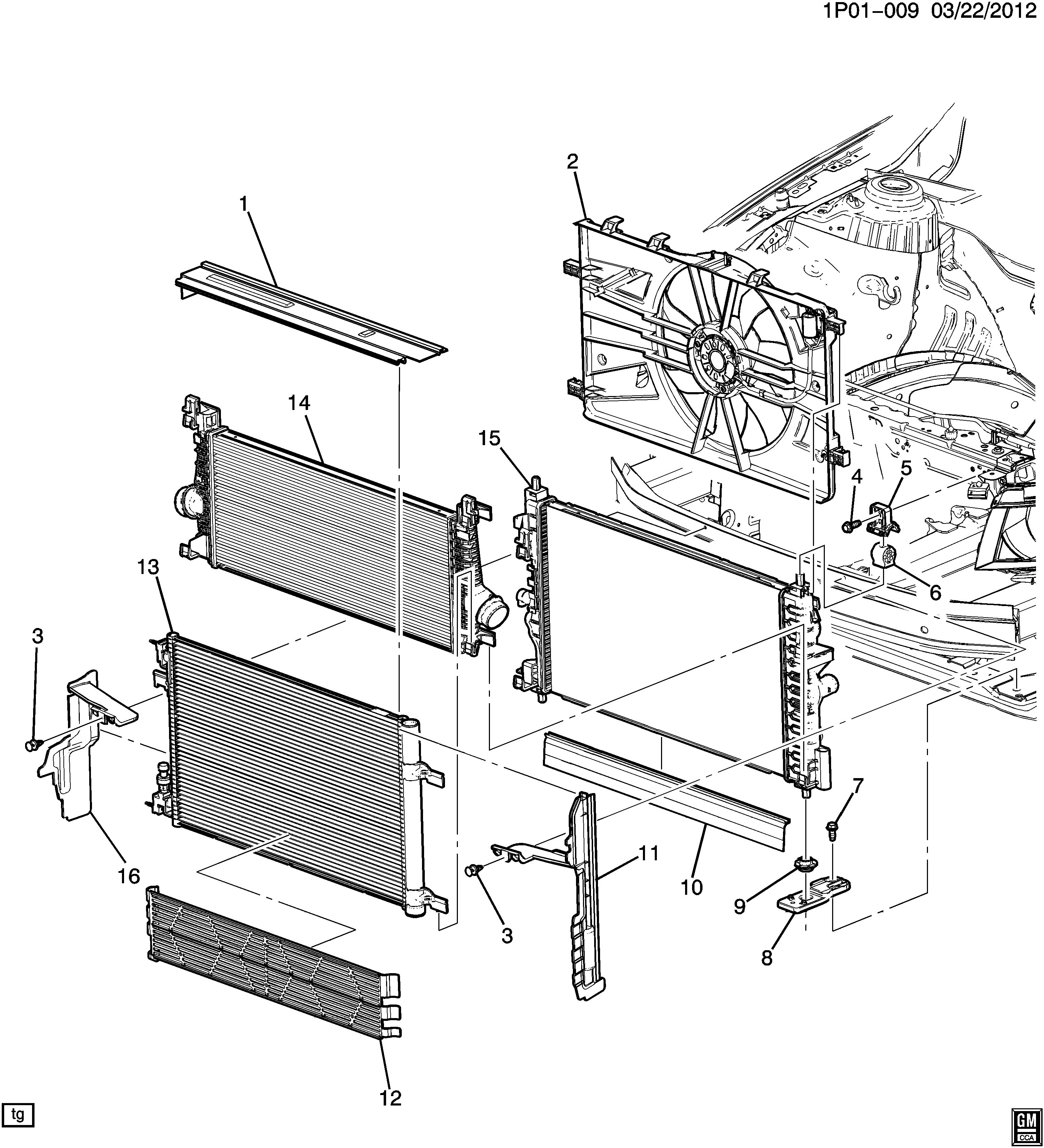 RADIATOR MOUNTING & RELATED PARTS (LUJ/1.4-9, EXC FUEL ECONOMY Y8X)