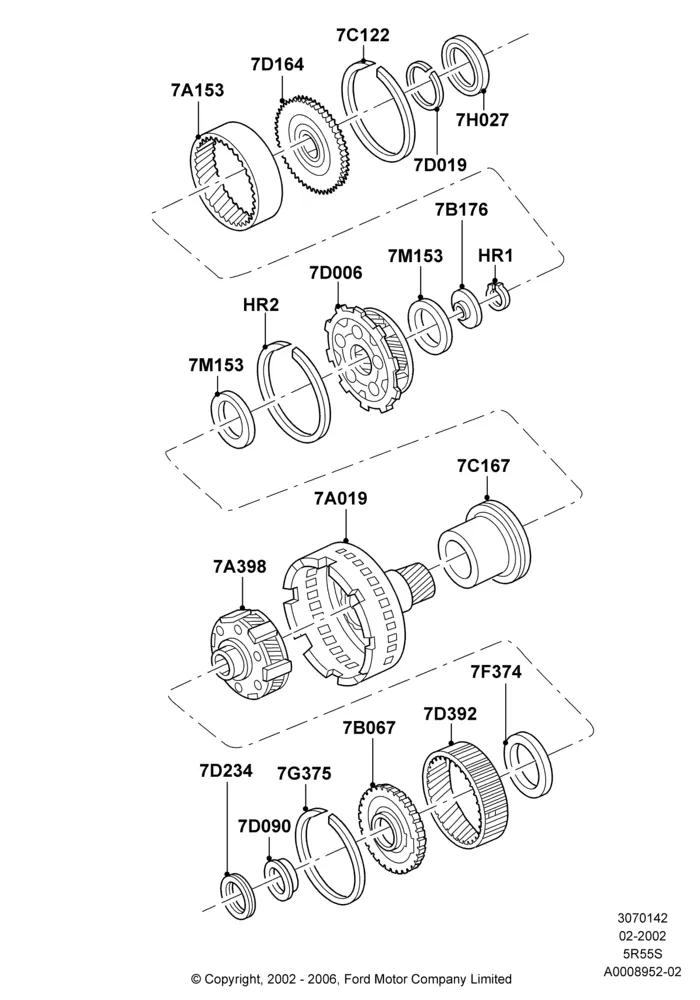 42A - Planetary Gear Sets, 5 Speed Auto Transmission 5R55S; 04/MAR/2002-16/DEC/2010