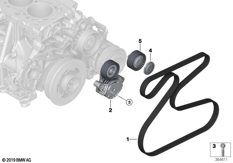 Ременный привод водяной помпы/генератора