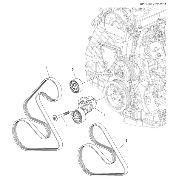 ШКИВЫ И РЕМНИ/ПРИВОД ВСПОМОГАТЕЛЬНЫХ АГРЕГАТОВ (LUD/1.7L)