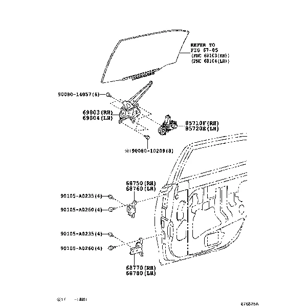 REAR DOOR WINDOW REGULATOR & HINGE