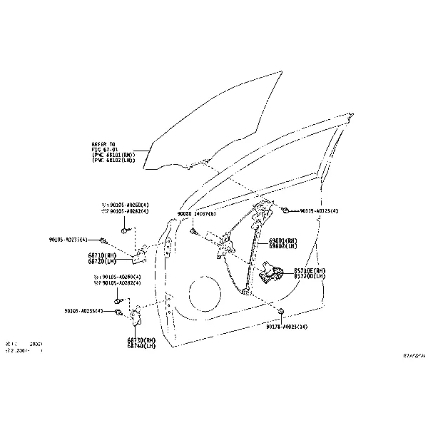 FRONT DOOR WINDOW REGULATOR & HINGE