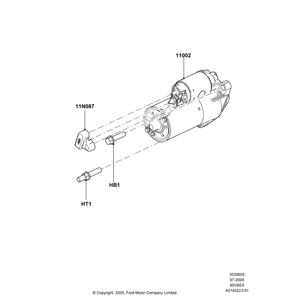 05F - Starter Motor, 4.0L V6 12V SOHC EFI; 19/JUL/2005-16/DEC/2010
