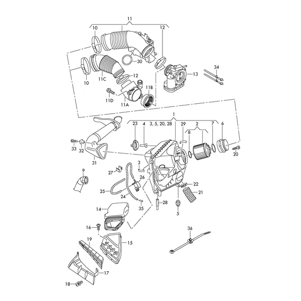 Возд. фильтр с сопутств. деталями