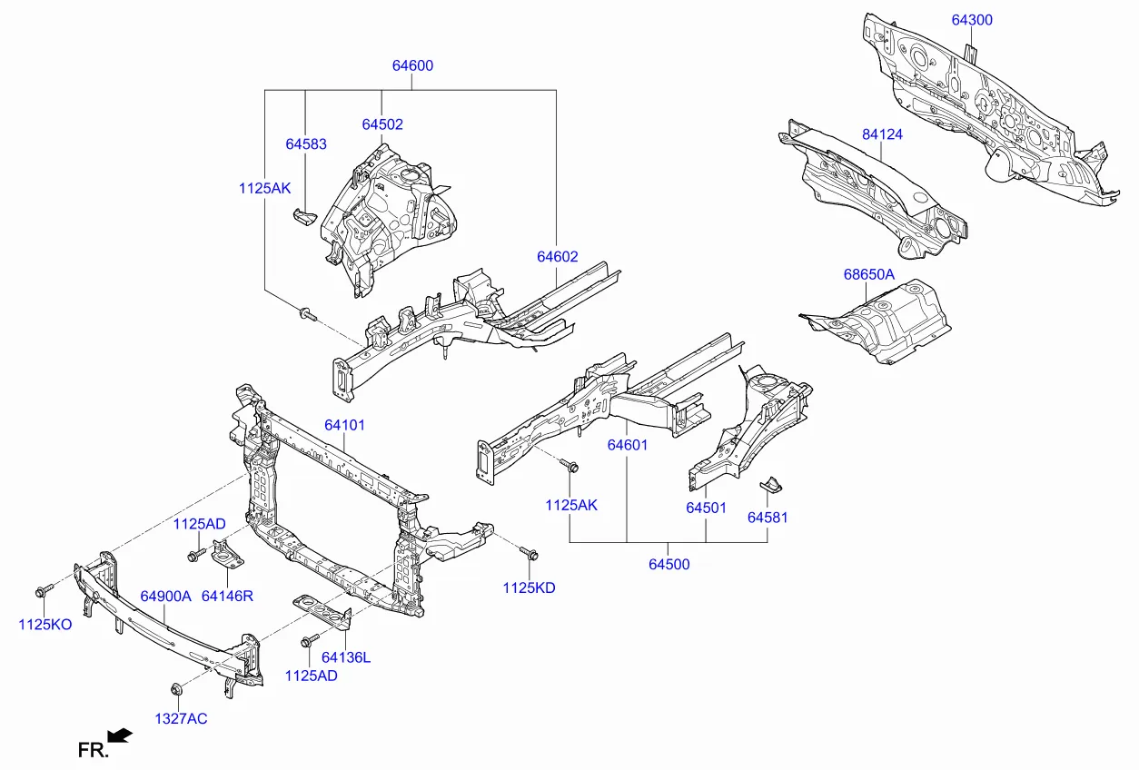 Подкрылок и панель крепления радиатора