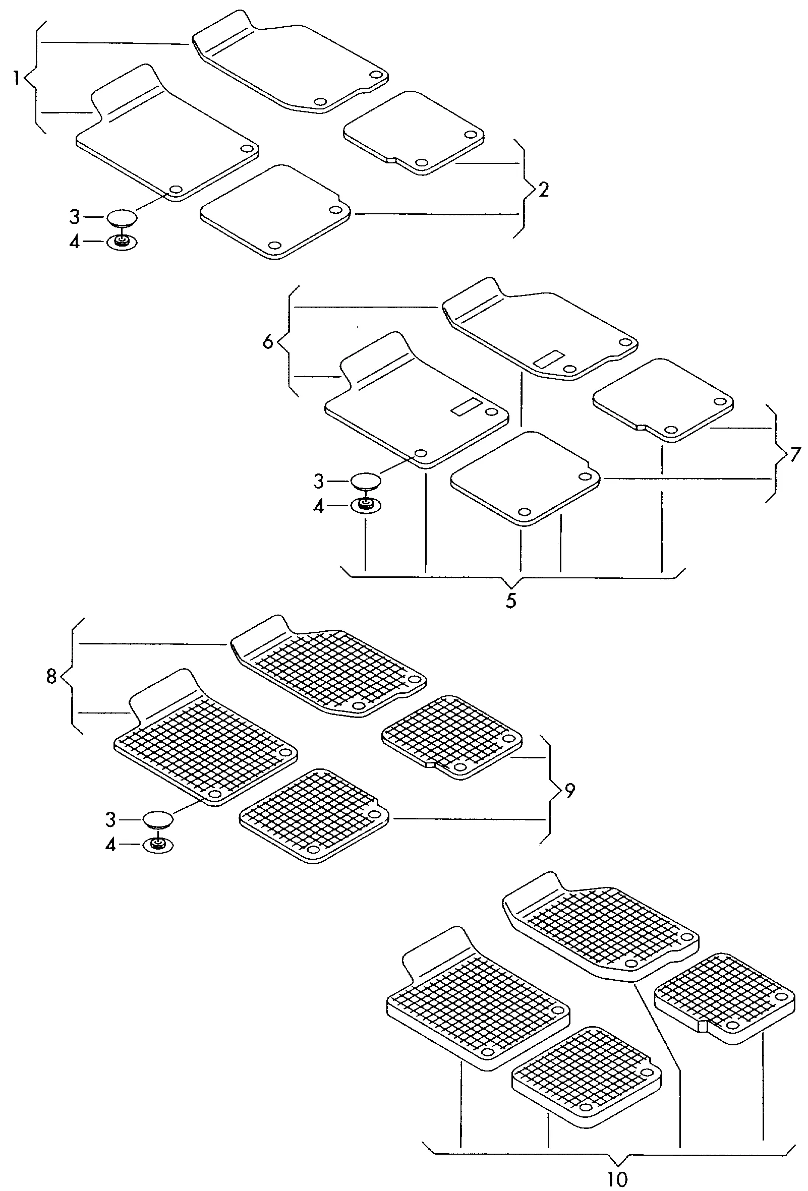 Оригинальные аксессуары 1 комплект ковриков 1 к-т элементов крепления *функция 'FI' невозможна