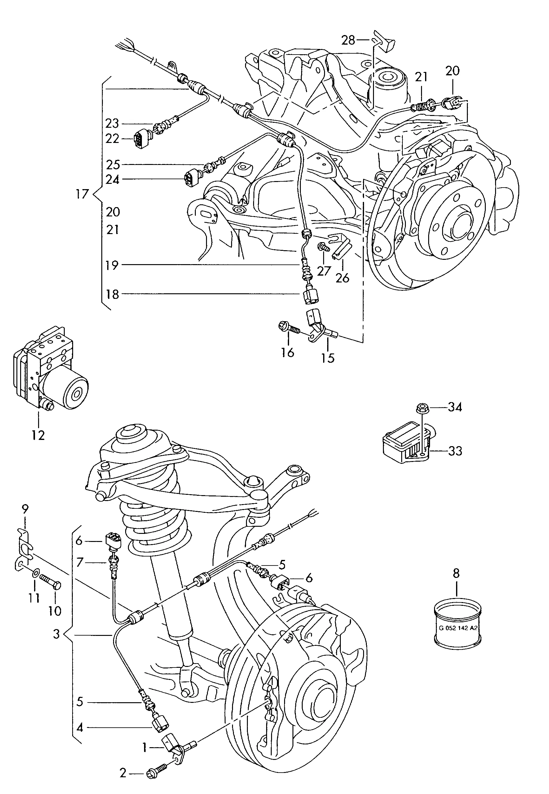 Система -ABS- Датчик частоты вращения Электронная система поддерж. курсовой устойчивости -ESP-