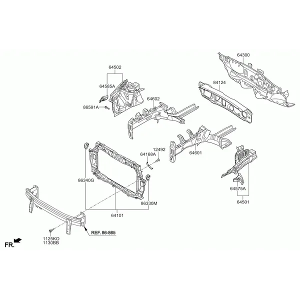 Подкрылок и панель крепления радиатора