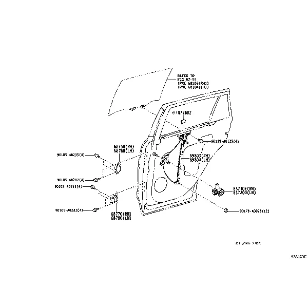 REAR DOOR WINDOW REGULATOR & HINGE