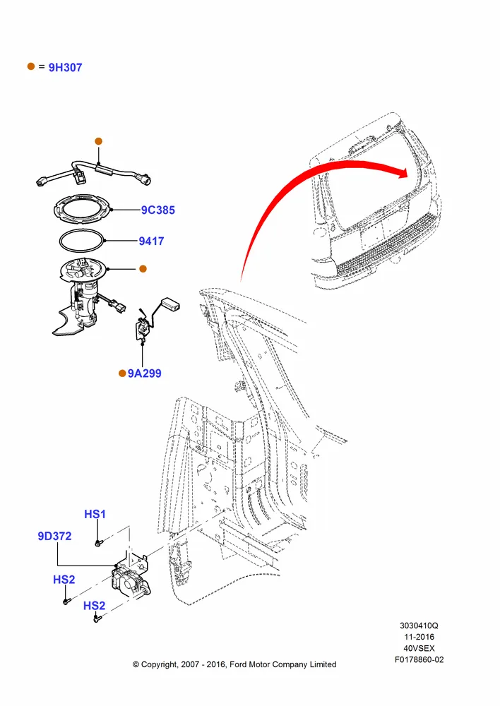 10Q - Fuel Pump And Sender Unit, 4.0L V6 12V SOHC EFI; 19/JUL/2005-16/DEC/2010