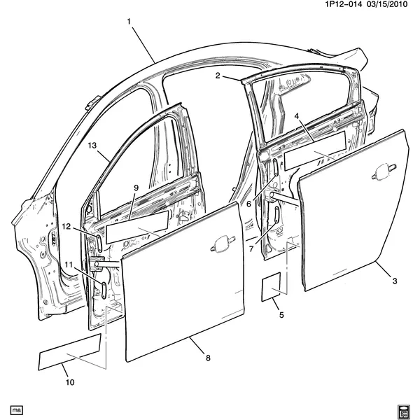 SHEET METAL/BODY PART 6 SIDE FRAME & DOORS