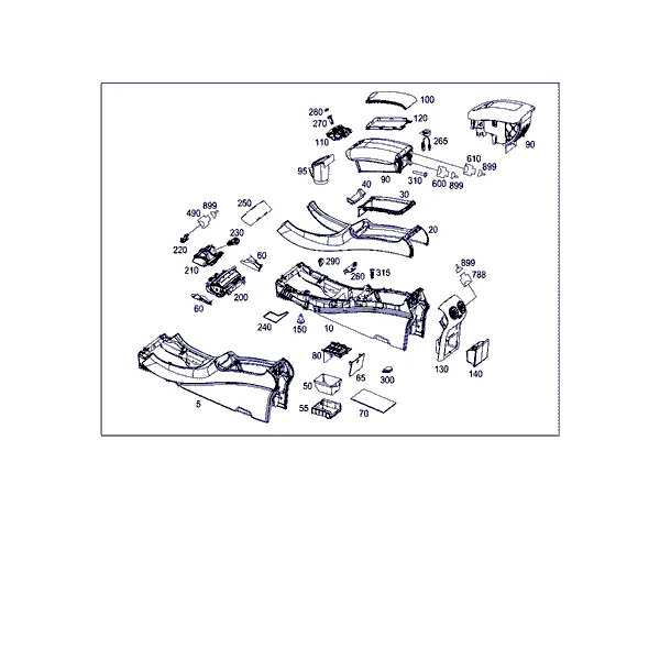 КОРПУС С ПОДДОНОМ ВЕЩЕВОГО ОТСЕКА, ПОДЛОКОТНИК И ПЕПЕЛЬНИЦА