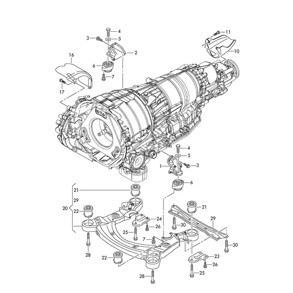 Подрамник Детали крепления КП для 6-ступенчатой АКП