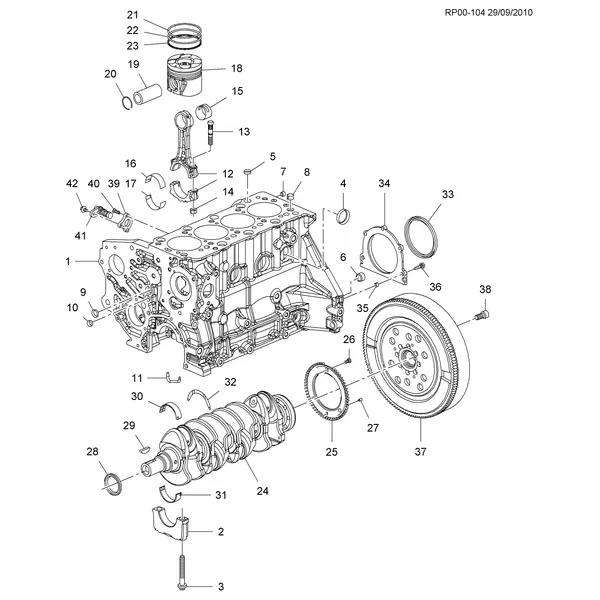 ДВИГ. СБ.-L4 PART 1 БЛОК ЦИЛИНДРОВ И ВНУТРЕННИЕ ДЕТАЛИ (LUD/1.7L)