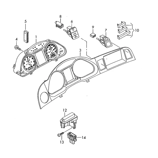 Комбинация приборов Приёмник радиочасов Отдельные детали F >> 4F-6-250 000