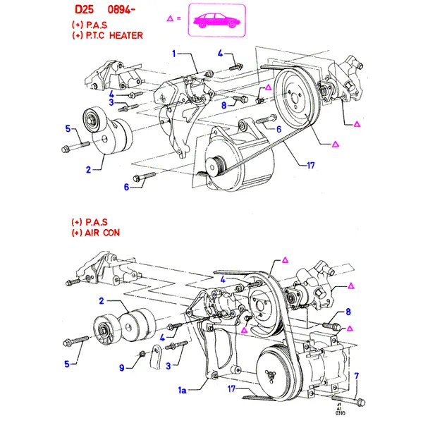 Опоры генератора и приводные ремни, Diesel (AI)
