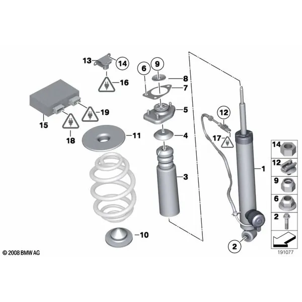 Амортизационная стойка Зд VDC/ЭБУ/датчик