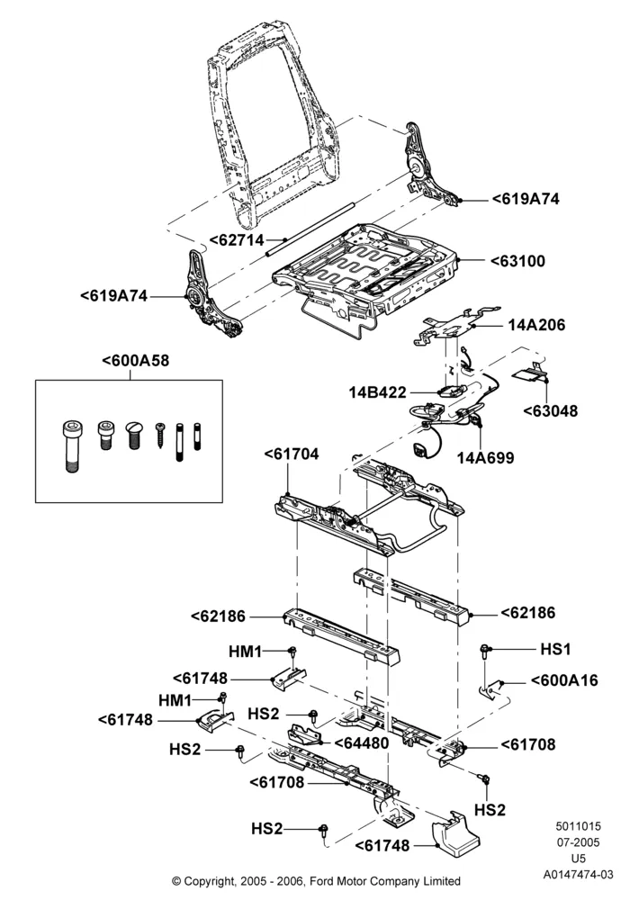 15G - Front Seat Base, With Pass. 2 Way Manual Seat Adjust, With Pass. 4 Way Manual Seat Adjust; 19/JUL/2005-16/DEC/2010