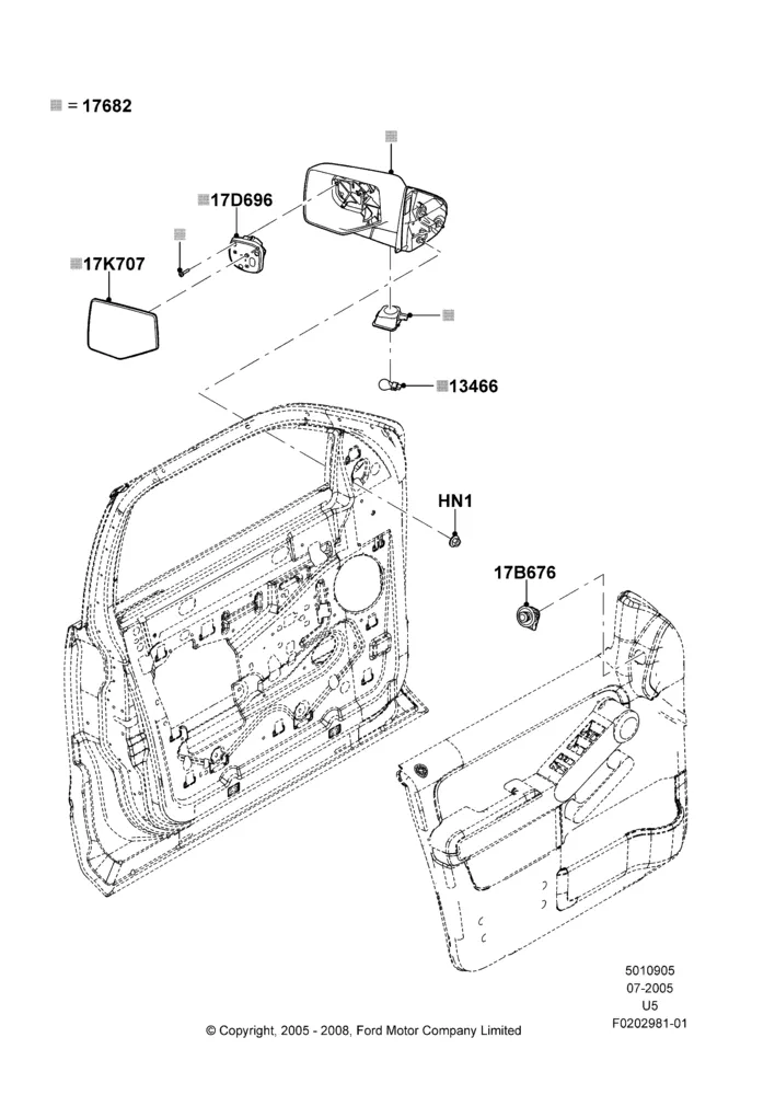 05E - Exterior Rear View Mirror, Drivers Power Mirror W/Puddle Lamps, Drv Pwr/Htd Ck Mirror W/Puddle Lamp, Pass Power Heated - CK/Puddle Lamp, Pass Po