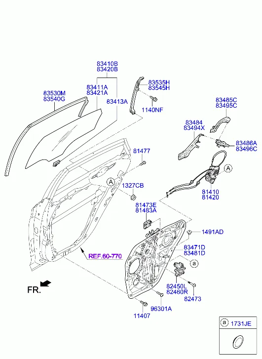 регулятор стекла и стекло задней двери