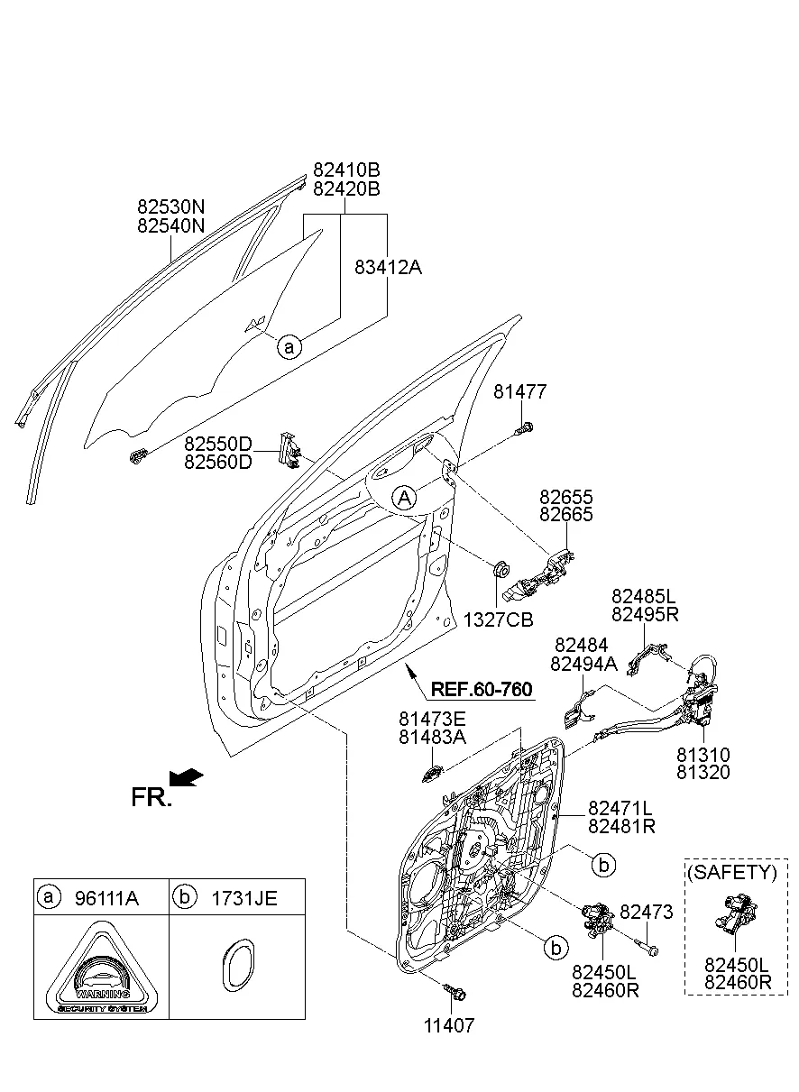 FRONT DOOR WINDOW REGULATOR & GLASS