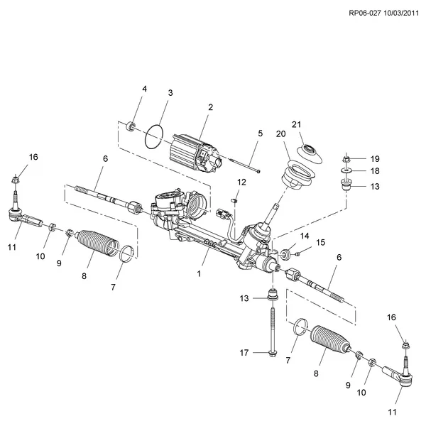 РУЛЕВОЙ МЕХАНИЗМ В СБОРЕ (ЛЕВОСТОРОННЕЕ УПРАВЛЕНИЕ, ЭЛЕКТРИЧЕСКИЙ NJ1)