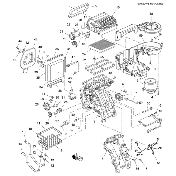 БЛОК КОНДИЦИОНЕРА И ОБОГРЕВАТЕЛЯ В СБОРЕ (LHD)