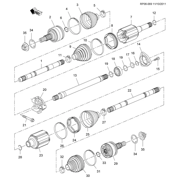 ПРИВОДН. ОСЬ, ПЕРЕДН. (LUD/1.7L, МЕХАНИЧЕСКАЯ MZ4)