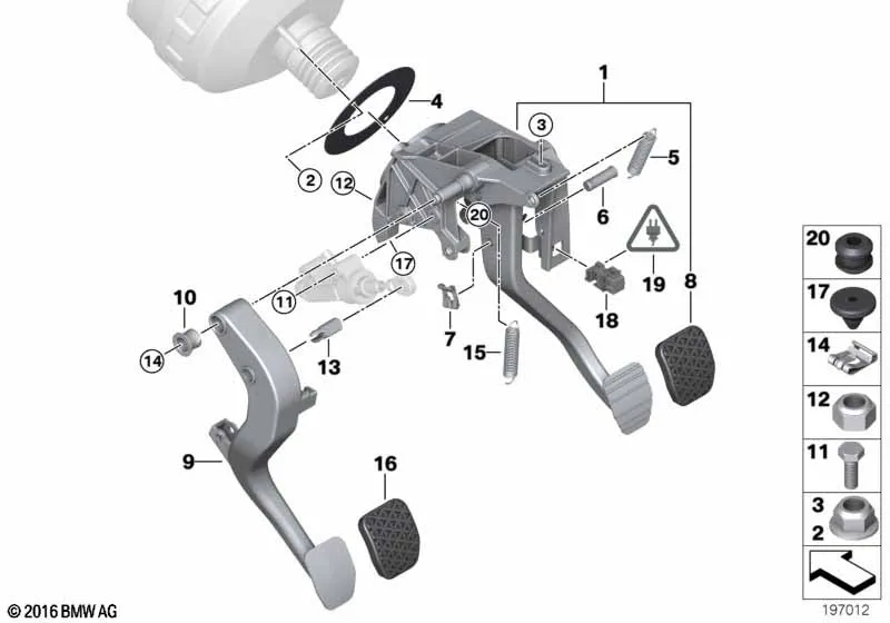 Педальный механизм с возвратн.пружиной
