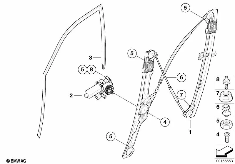 Механизм перемещения стекла двери Пд