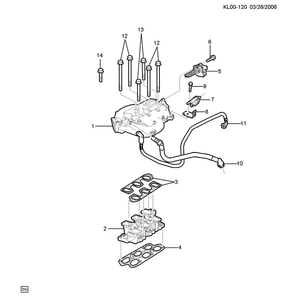 ДВИГ. СБ. 3.2 Л V6 ДЕТАЛЬ 12 ВПУСКНОЙ КОЛЛЕКТОР (LU1/3.2G)