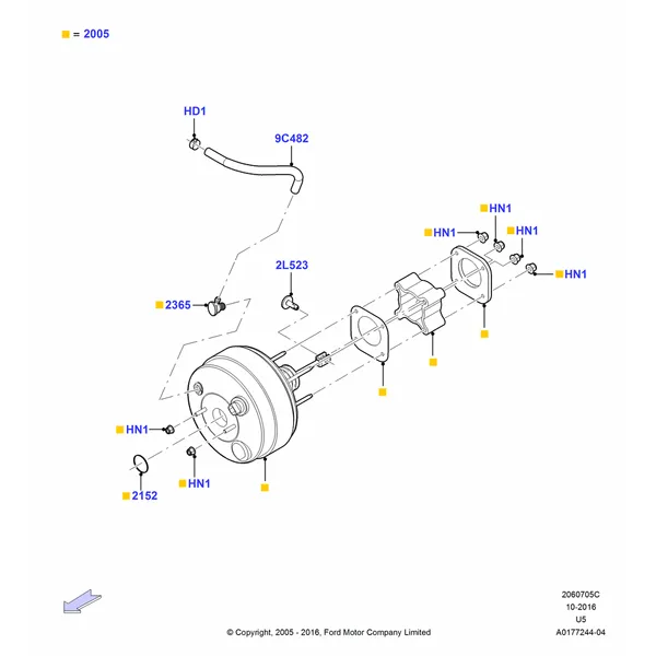 05C - Brake Booster, 4.0L V6 12V SOHC EFI; 19/JUL/2005-16/DEC/2010