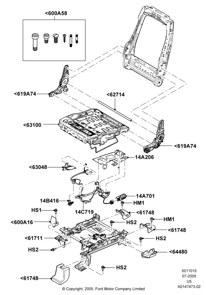 15E - Front Seat Base, With Driver 6 Way Pwr.Seat Adjuster; 19/JUL/2005-16/DEC/2010