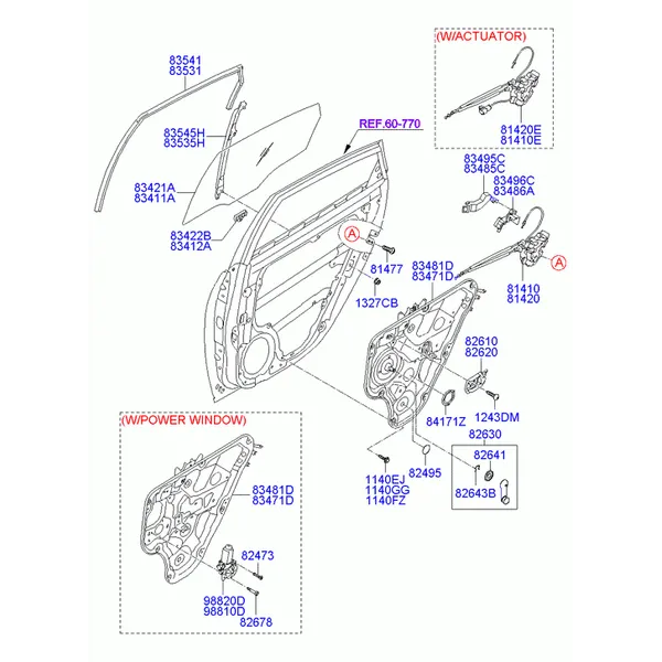 регулятор стекла и стекло задней двери