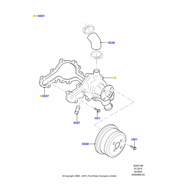 10B - Water Pump, 4.0L V6 12V SOHC EFI; 13/NOV/2000-16/DEC/2010