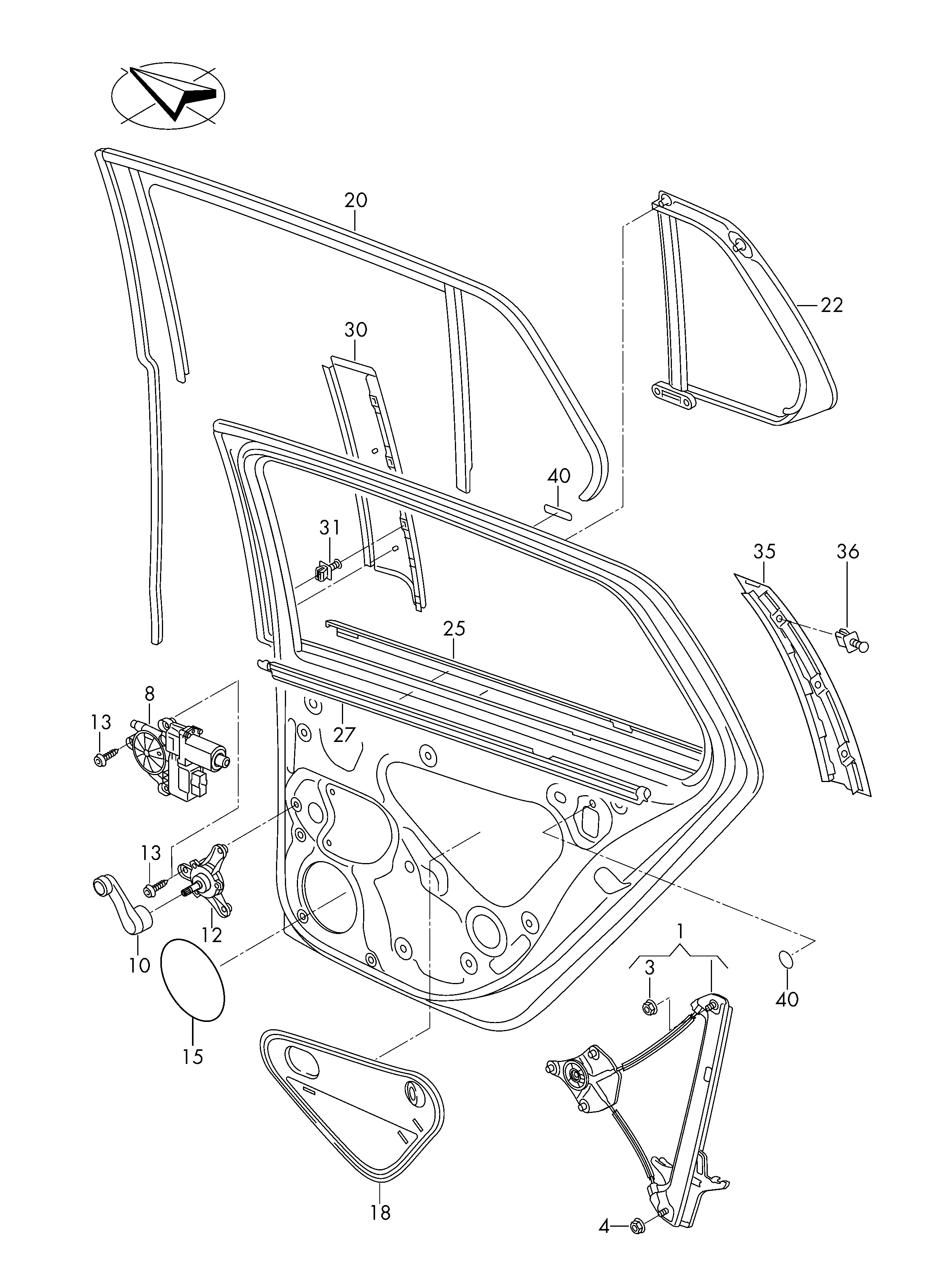 Стеклоподъёмник Направляющая стекла Уплотнитель паза стекла Накладка рамы окна двери