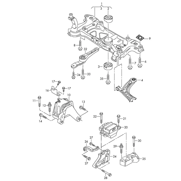Детали крепления для двигателя и КП