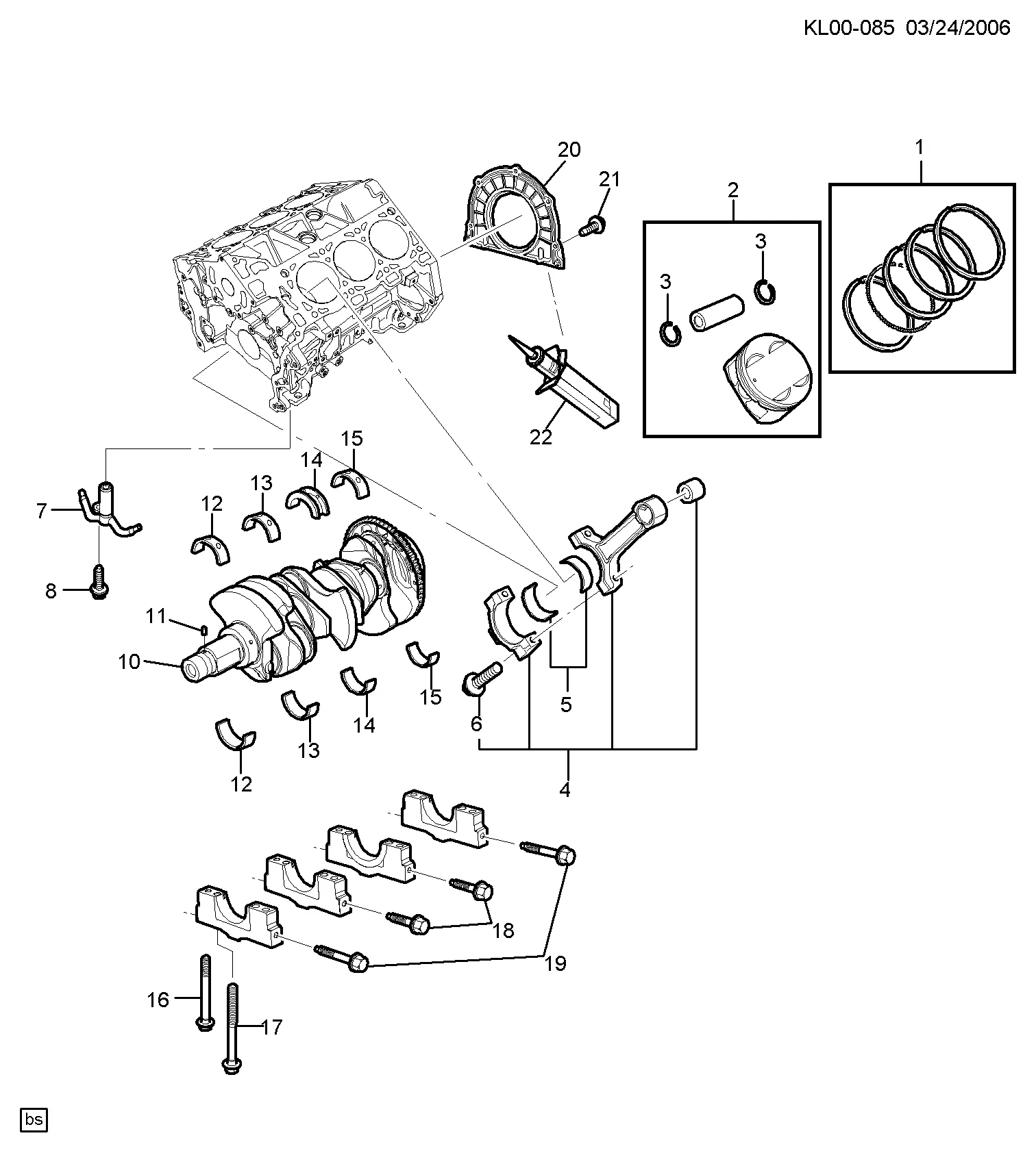 ДВИГ. СБ. 3.2 Л V6 PART 2 КОЛЕНВАЛ И ПОРШЕНЬ (LU1/3.2G)