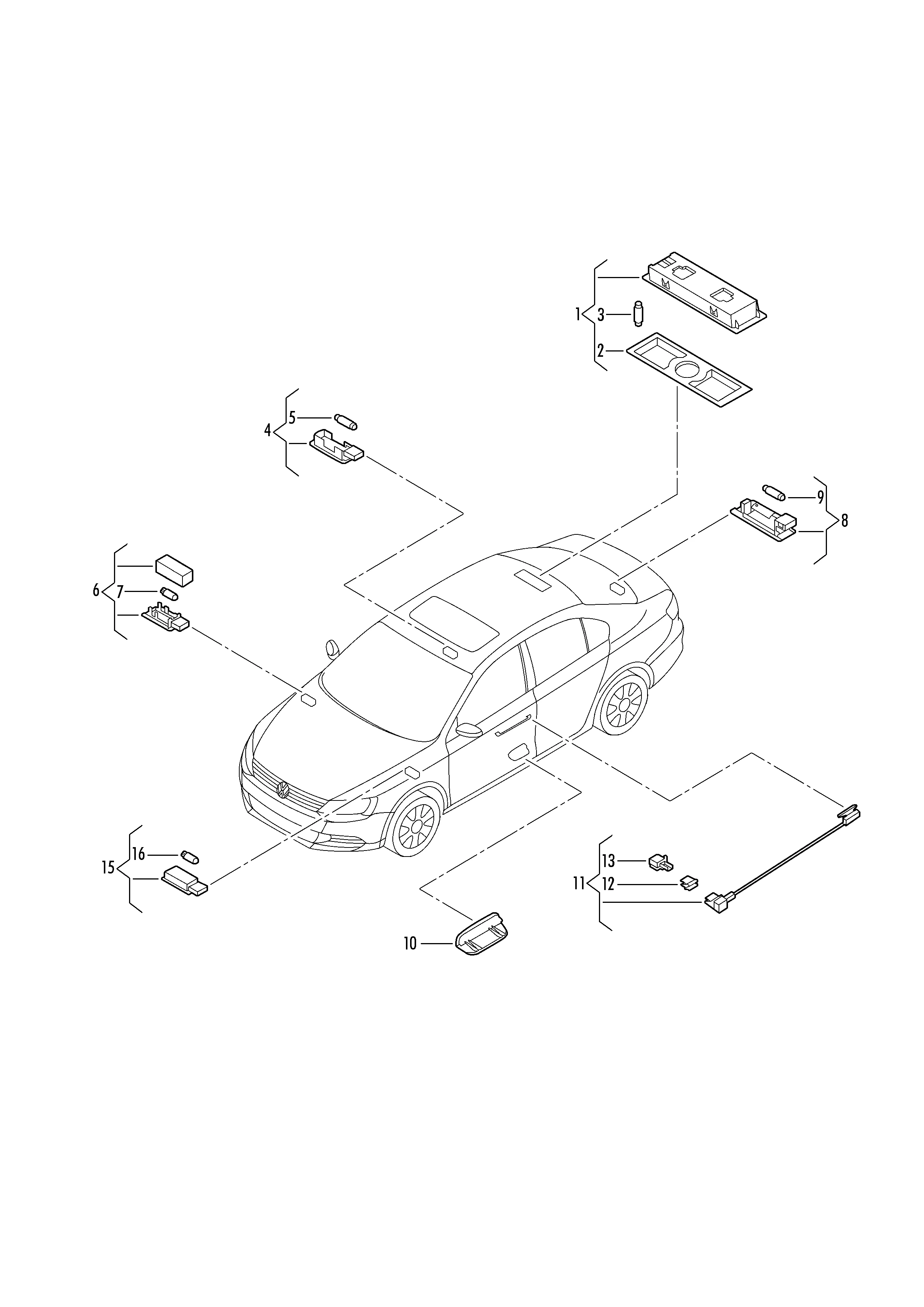 Плафон салона с фонар.д.чтения Косметическая лампа Плафон осв. в крышке вещ.ящика Освещение багажника Световозвращатель Подсветка ручки двери Освещени