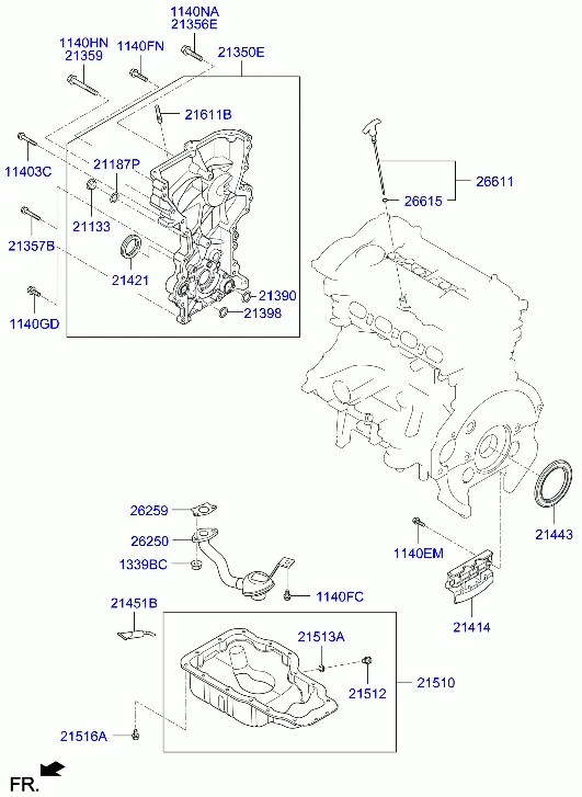 Крышка ременного привода и масляный картер