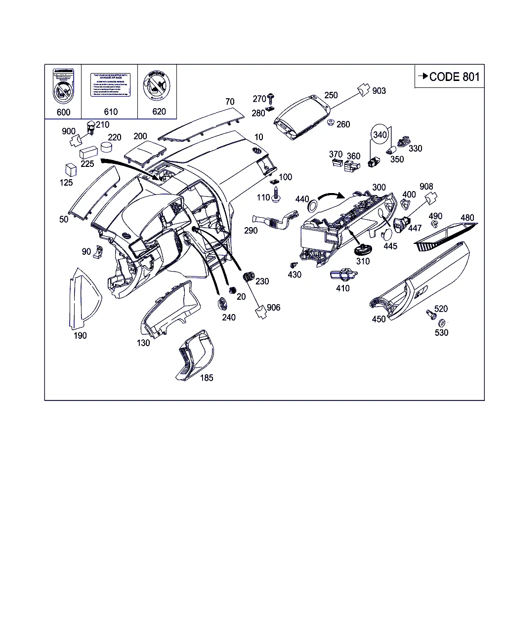 ПЕРЕДНЯЯ ПАНЕЛЬ И ВЕЩЕВОЙ ЯЩИК С ПОДУШКОЙ БЕЗОПАСНОСТИ ПЕРЕДН.ПАССАЖИРА