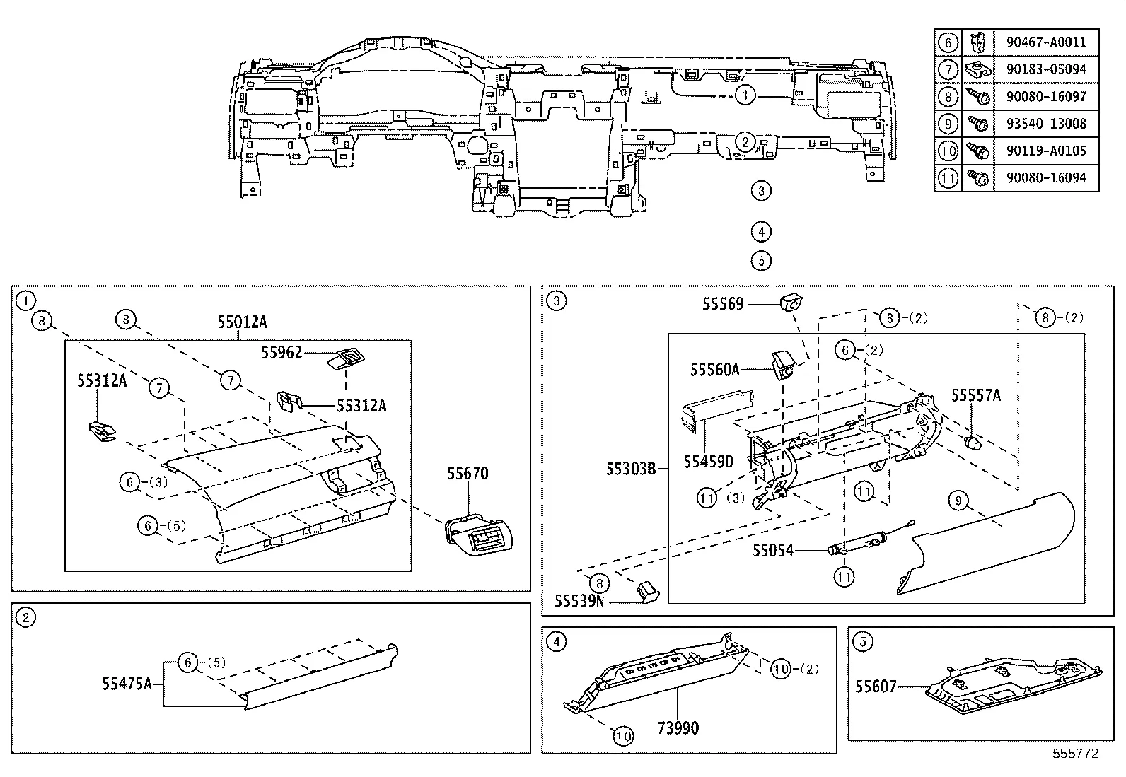 INSTRUMENT PANEL & GLOVE COMPARTMENT