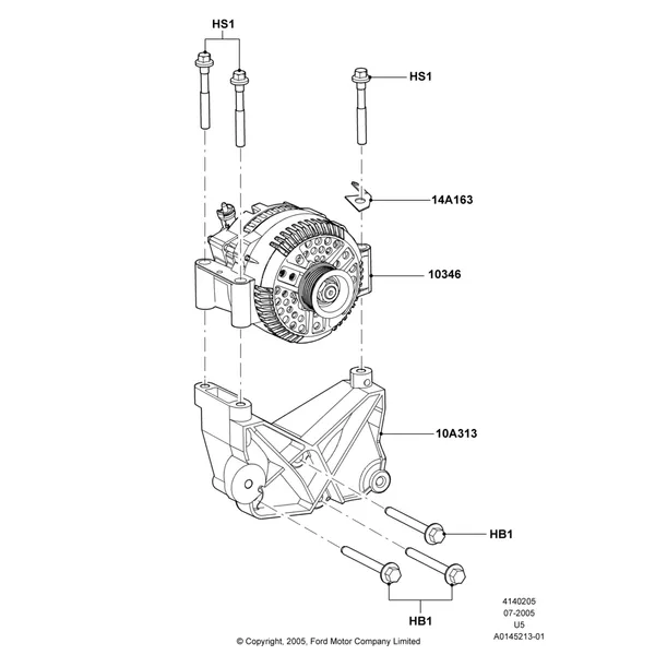 05C - Alternator and Mountings, 4.0L V6 12V SOHC EFI; 19/JUL/2005-16/DEC/2010