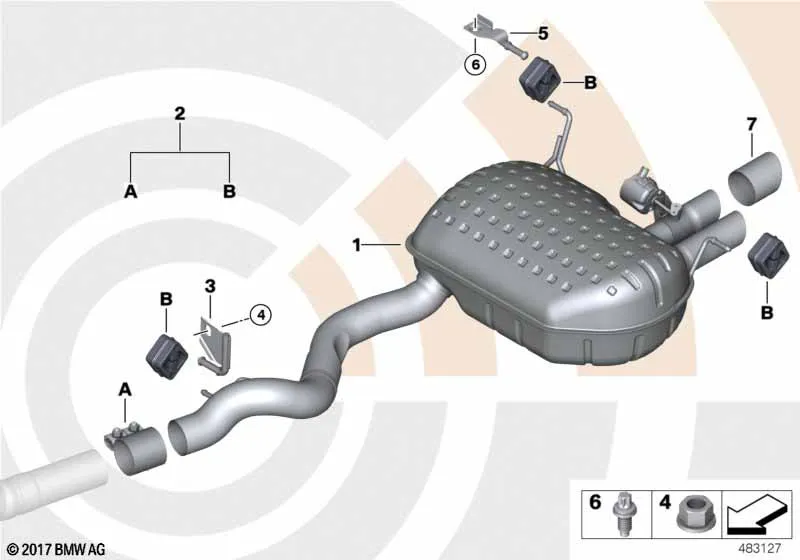 Задний глушитель и монтажный комплект