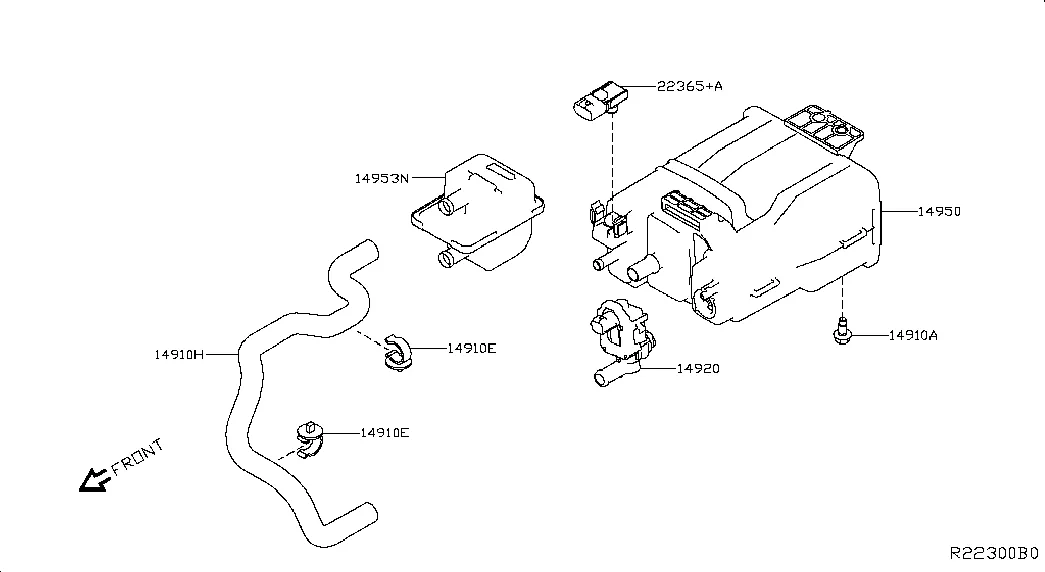 Трубопровод вакуумного устройства управления двигателем; CANISTER
