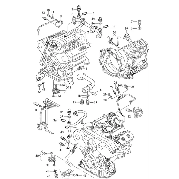 Выключатель и датчик на двига- теле и коробке передач